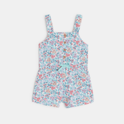 جمبسوت قصيرة برسوم الفلامنغو وأشرطة الكتف متعددة الألوان للفتيات الصغيرات